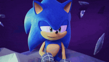 sonic the hedgehog is wearing a pair of gloves with the letter o on it