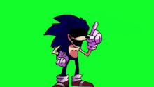a cartoon of a sonic the hedgehog with a huge mouth on a green screen .