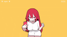 a girl with red hair is taking a selfie with the number 0401 on the bottom right