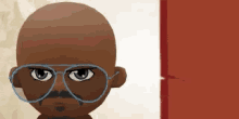 a bald man with glasses and a mustache looks angry