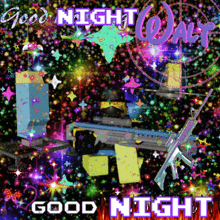 a colorful background with the words good night