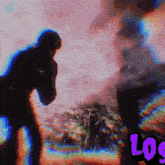 a blurry picture of two people standing next to each other with the word los on the bottom