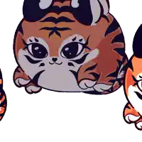 a cartoon drawing of a tiger with a black bow on its head