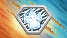 a badge with a zebra print on it