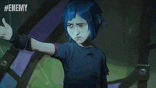 a cartoon character is standing in a dark room holding a sword .