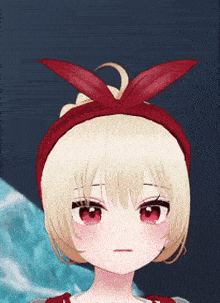 a girl with a red headband on her head