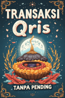 a book called transaksi qris tanpa pending has a pie on the cover