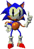 a pixel art of sonic the hedgehog giving a thumbs up sign