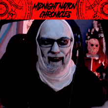 a poster for midnight nation chronicles features a man in a nun outfit