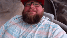 a man with a beard and glasses wears a shirt that says vavavava