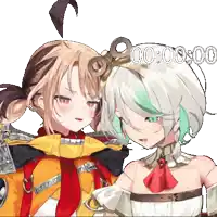two anime girls are standing next to each other with a countdown of 00:00:00 behind them