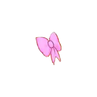 a pink bow on a white background with a brown outline