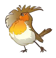 a cartoon drawing of a bird with a long feathered head