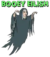 a cartoon of billie eilish as a ghost with chains around her