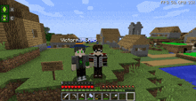 a screenshot of a video game with victornation45 standing next to each other