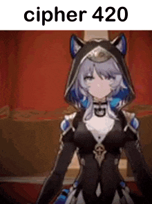 a picture of a girl with a hood and the words cipher 420 on it