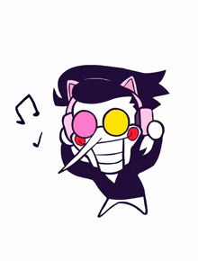 a cartoon of a robot wearing headphones and sunglasses .