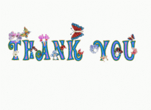 a thank you sign with butterflies and flowers