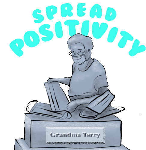 Spread Positivity Grandma Terry Sticker - Spread Positivity Grandma Terry Mask Stickers