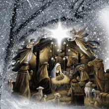 Los Reyes Magos, El Niño Dios Y La Sagrada Familia En Navidad GIF - Navidad Reyes Magos Nino Dios GIFs