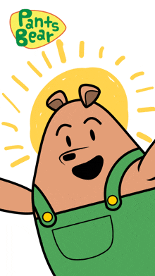 a cartoon drawing of a bear with the words pants bear on the top