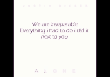 the cover of justin bieber 's album alone with a quote on it