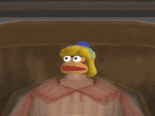 a pixel art drawing of a person with a hat on their head