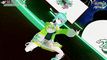 a girl in a green and white dress is dancing in a video game called magia