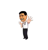 a cartoon of a man laughing and waving his hands
