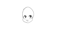 a black and white drawing of a child 's face with a smiling face .