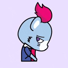 a cartoon character with a mohawk and the word soz on the bottom right