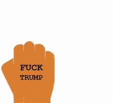 a middle finger with the words fuck trump and putin too
