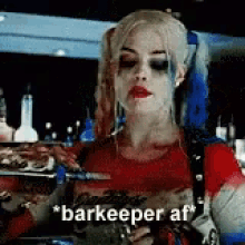 Good Afternoon Harley Quinn GIF - Good Afternoon Harley Quinn Bar Keeper Af GIFs