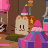 a piece of bread with a cat face on it