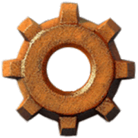 a rusty gear with a hole in the middle on a white background