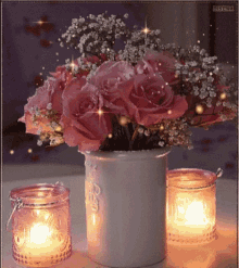 flowers candle memories rose sparkle