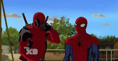 ultimate spiderman deadpool gif