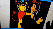 a computer screen shows a drawing of a cat and a fox with the name martin on it