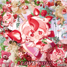 a picture of a cupid with the words i love you on the bottom