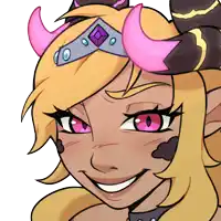 a cartoon drawing of a girl with horns and a tiara on her head
