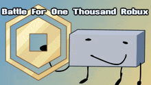 a poster for battle for one thousand robux with a brick and a coin