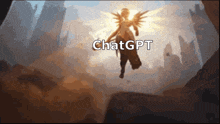 a painting of an angel with the words chatgpt written on it