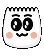 a pixel art drawing of a marshmallow face with a mustache .