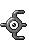 a black and white pixel art drawing of a pokemon with a large eye .