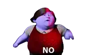 a cartoon character has the word no written on his chest
