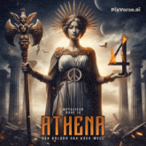a poster for the movie athena shows a woman holding a peace sign and the number 4