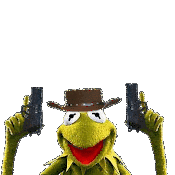 Kermit The Frog Gun Sticker - Kermit The Frog Gun Cowboy Hat Stickers