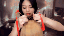 Hair Styling Tingting GIF - Hair Styling Tingting Tingting Asmr GIFs