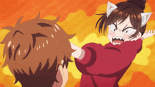 a cartoon of a girl with cat ears on her head