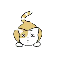 a cartoon drawing of a cat with a surprised look on his face .